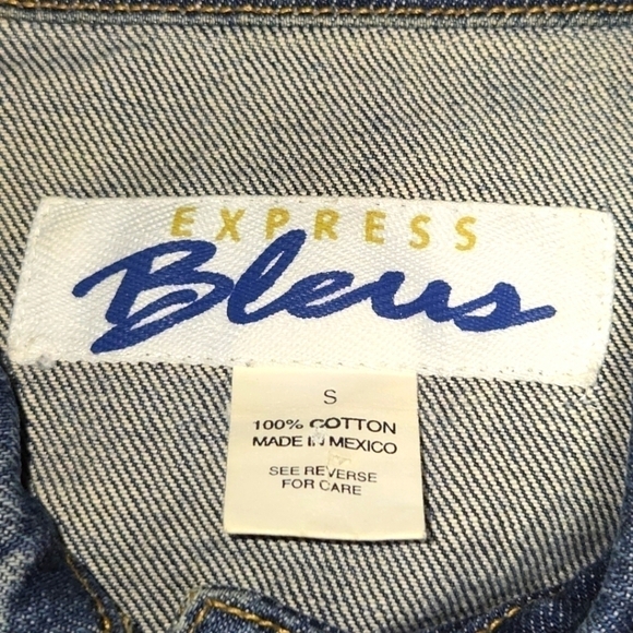 Express Bleus Womens Vintage Classic Dark Wash Denim Jean Jacket Size Small - Picture 9 of 11